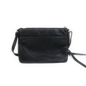 MARGOT Black Leather Double Zip Crossbody Bag